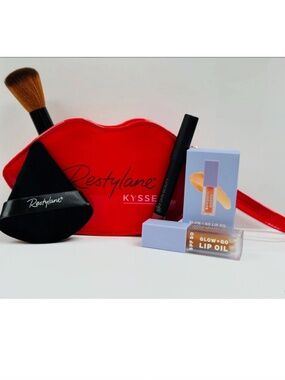 NEW! Restylane Kiss Promo Red Lip Wristlet Makeup Bag + Lip Products and Brush